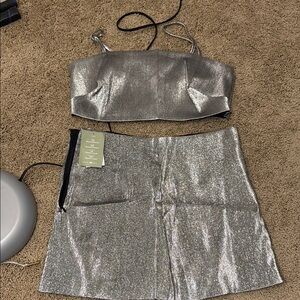Silver Metallic Two-Piece Set